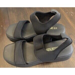 Dream Pairs sandals women Sz 10 Black Wedge Chunky Platform Stretch J3YHWCCV